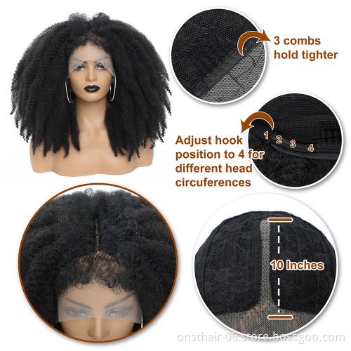 Onst Short Afro Crochet Hair Lace Front Wigs With Bangs For Black Women African Synthetic Ombre Glueless Cosplay Wig Lace Wig